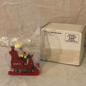 NIB Vintage Hershey's Santa Sleigh Christmas Ornament W/ Box